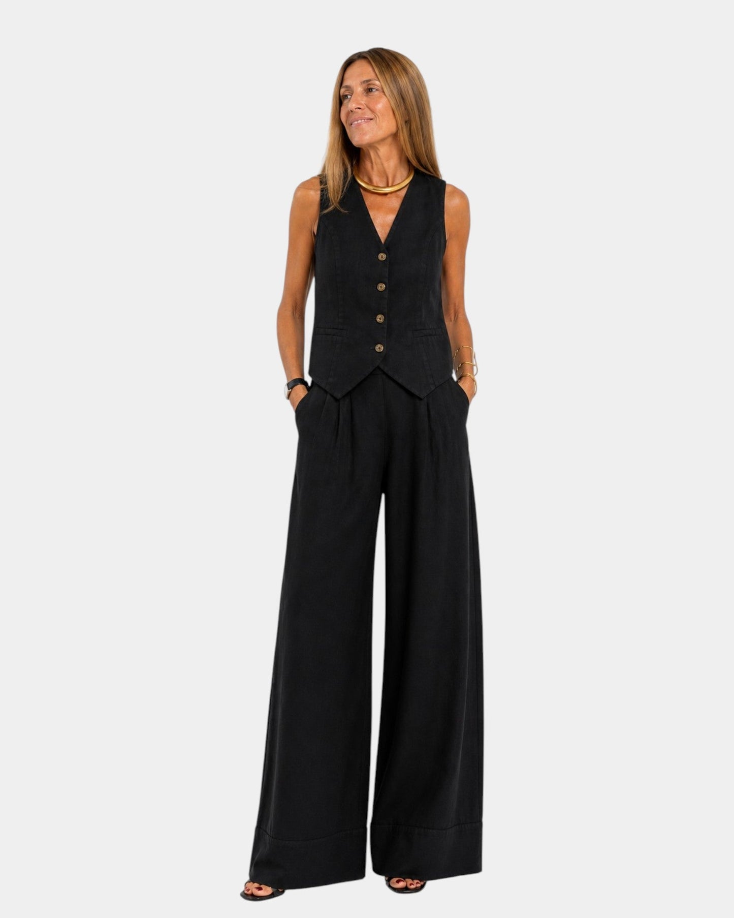 Inés · Conjunto Chaleco y Pantalón de Pierna Ancha