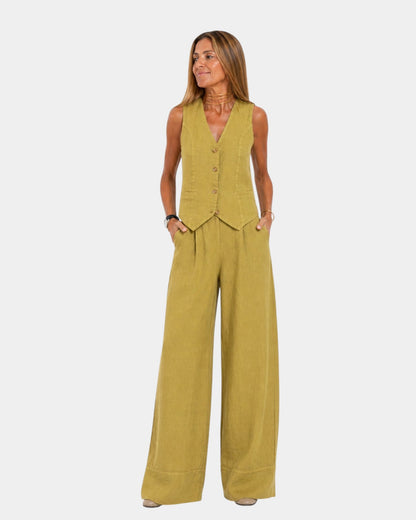 Inés · Conjunto Chaleco y Pantalón de Pierna Ancha