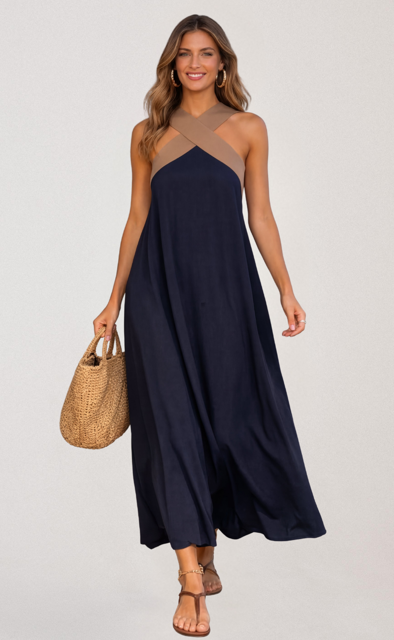 Delphine | Vestido cruzado con hombros descubiertos