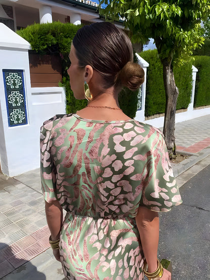 Clarandra Vestido Midi Cobre Elegante