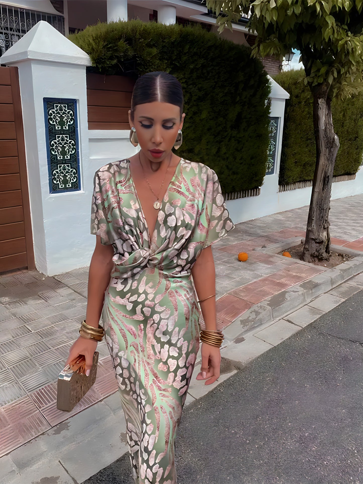 Clarandra Vestido Midi Cobre Elegante