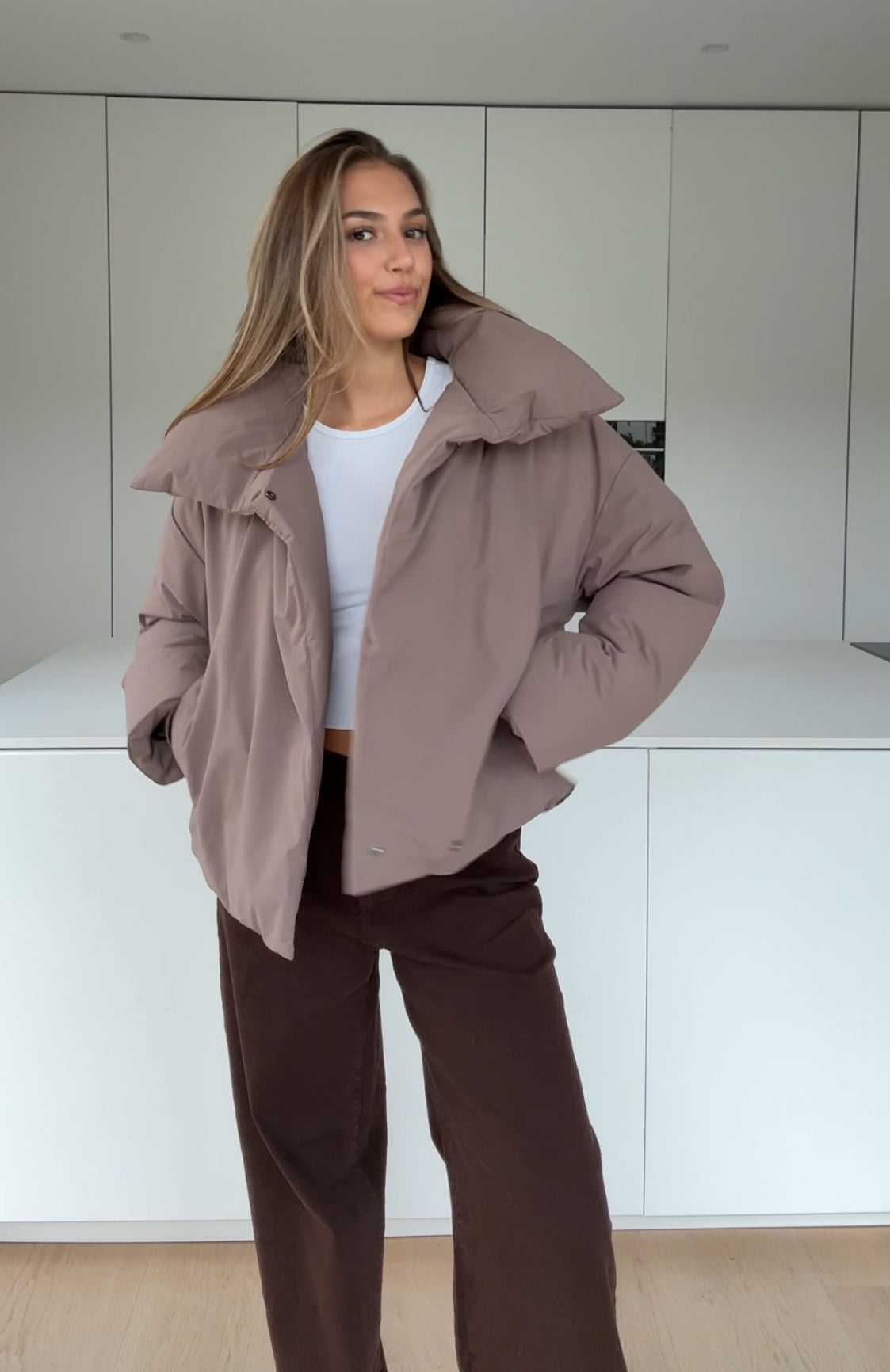 CHAQUETA ACOLCHADA TAUPE
