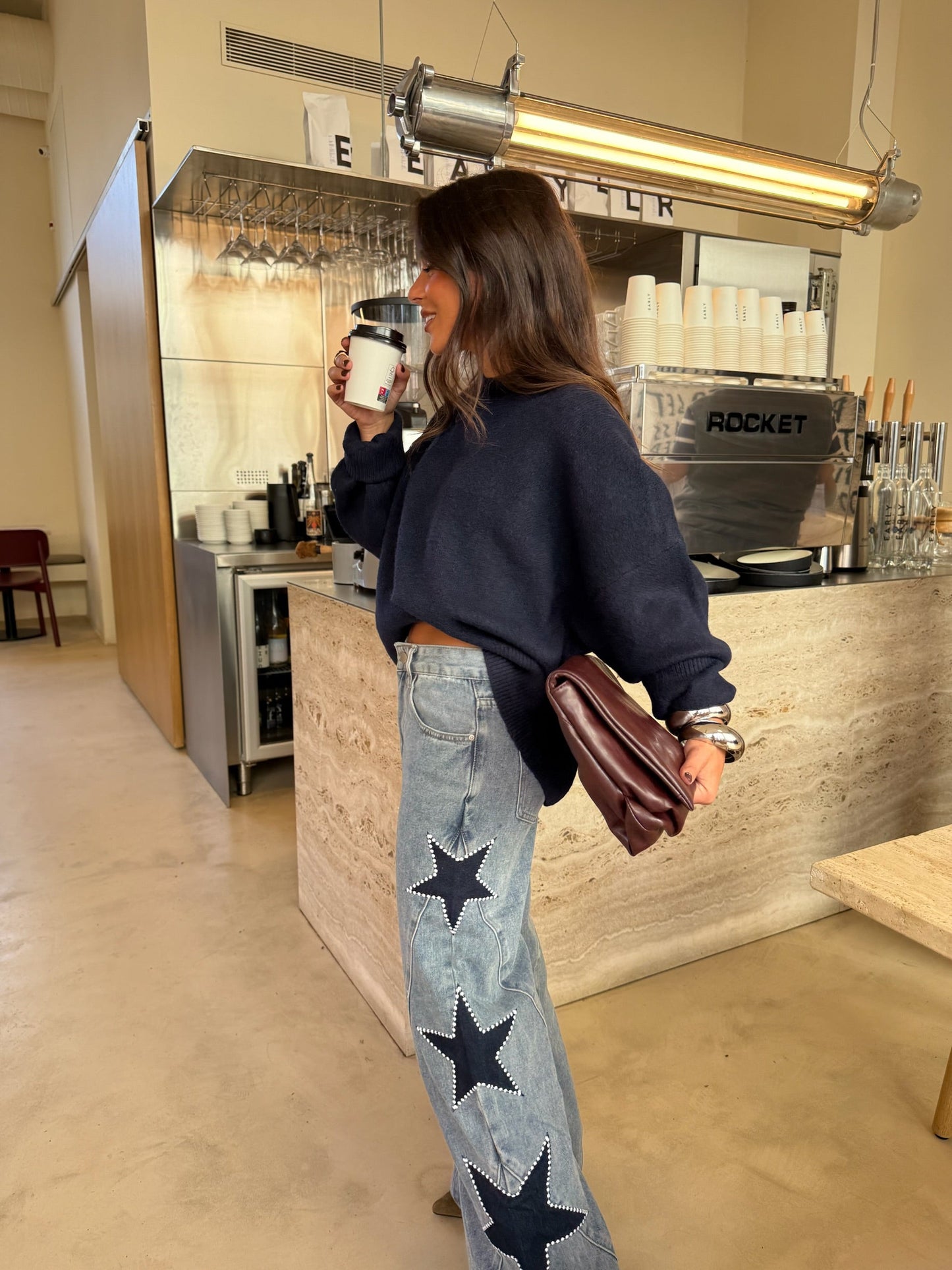 Estrella · Pantalón Vaquero con Estrellas Bordadas