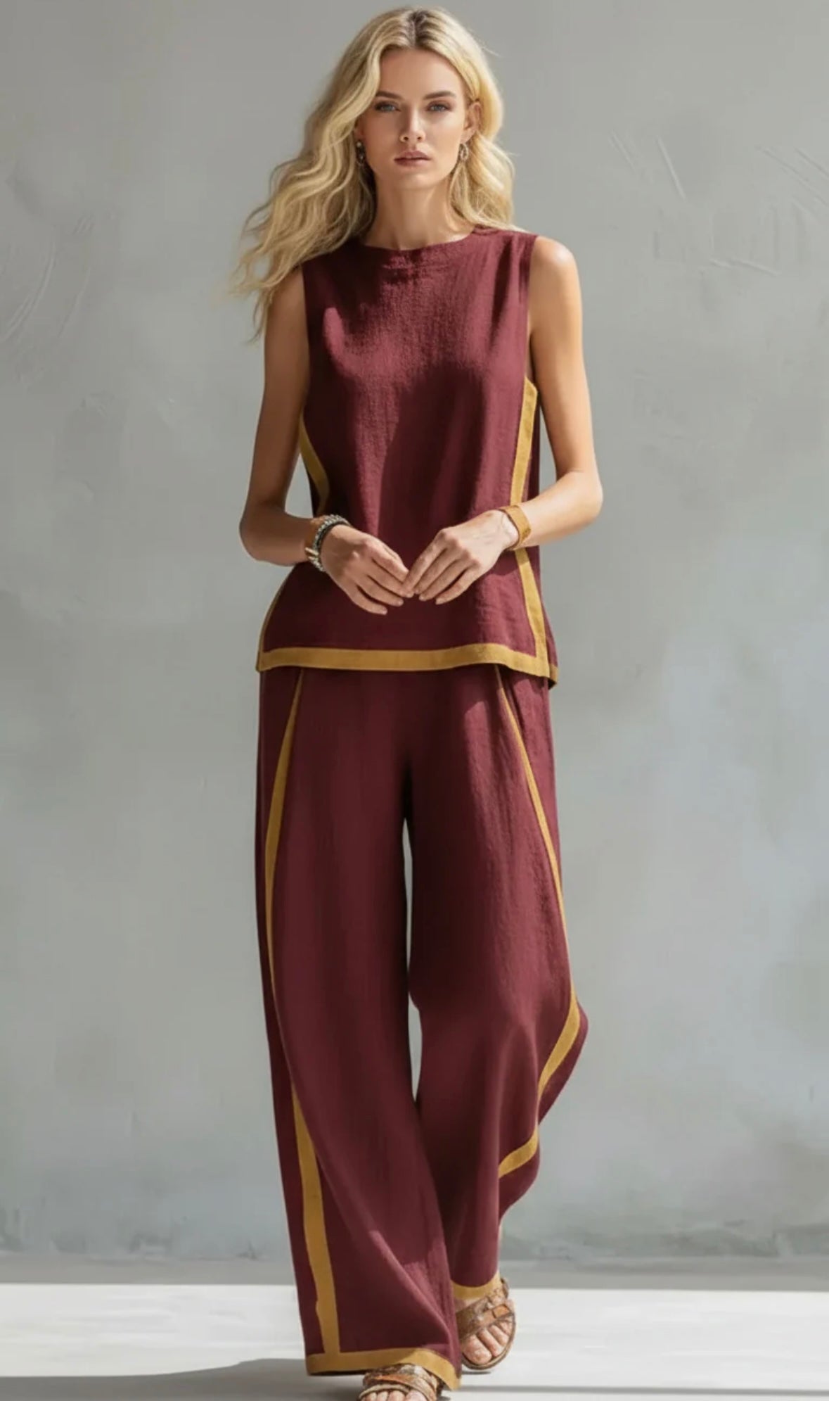 Leila |Conjunto elegante de lino y algodón en tonos grises