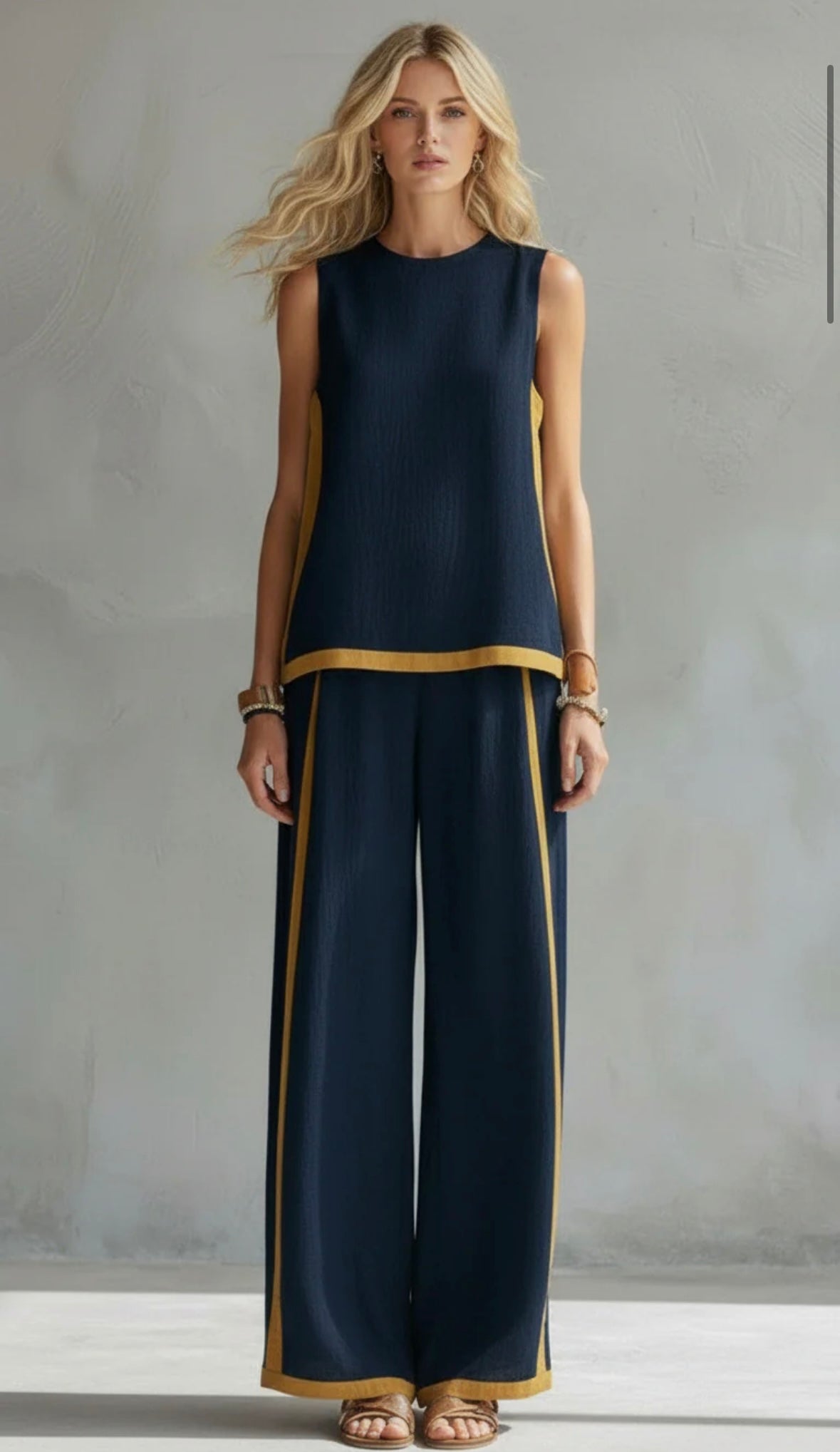 Leila |Conjunto elegante de lino y algodón en tonos grises