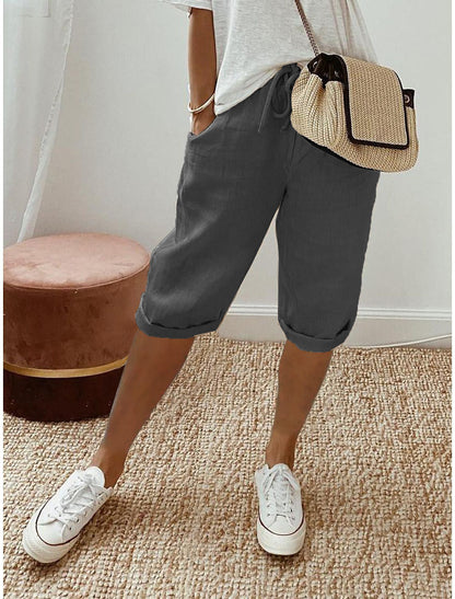 Capri Casual de Algodón y Lino para Mujer