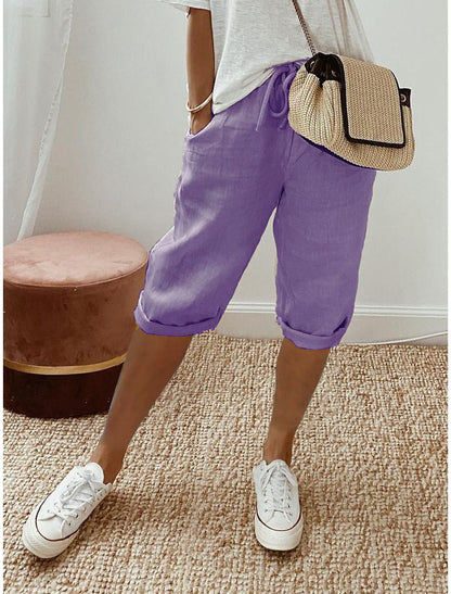 Lara · Shorts de Algodón y Lino con Cordón