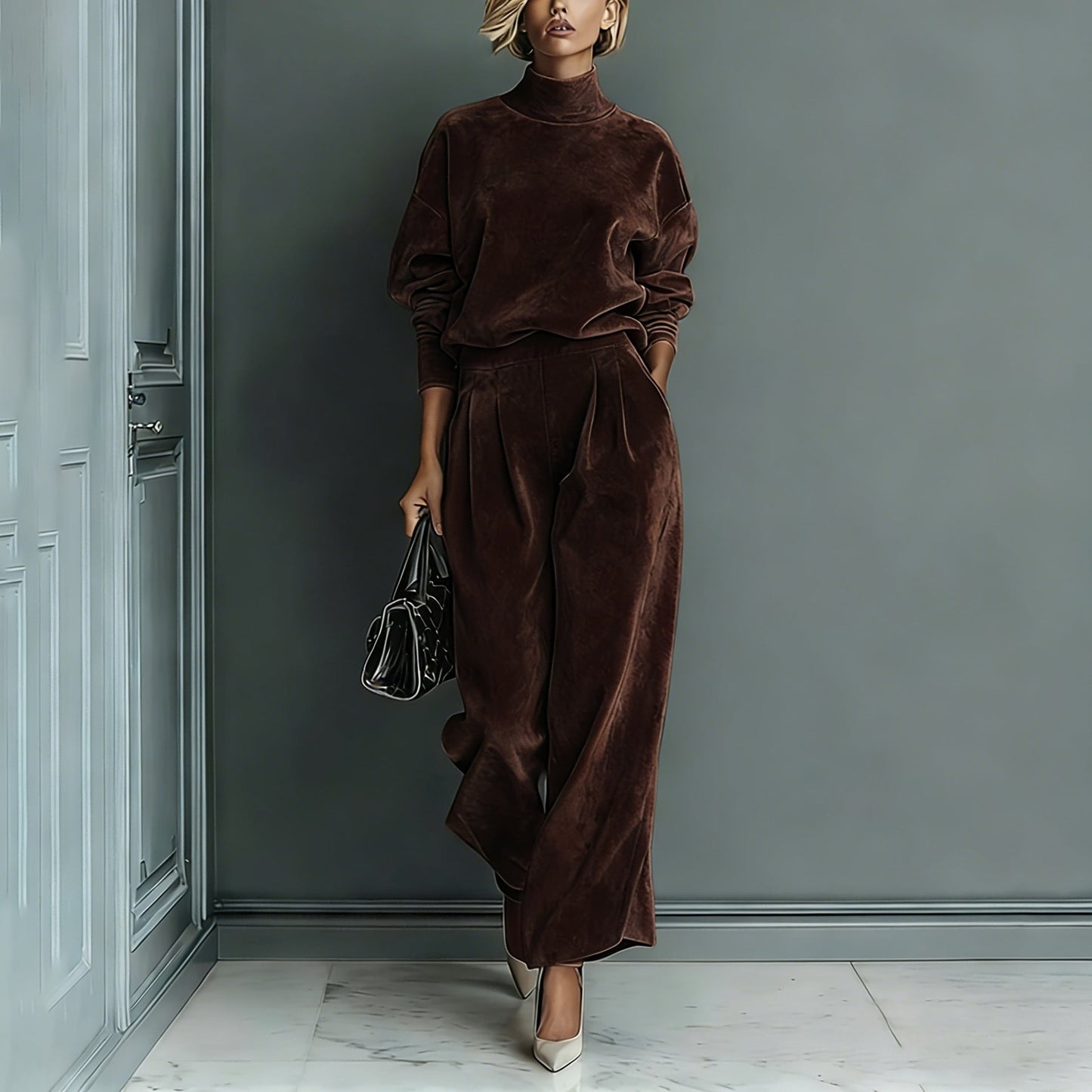 Conjunto Mujer 2 Piezas | Top Cálido y Pantalón Amplio