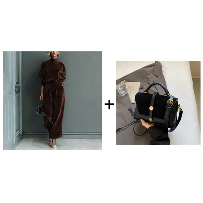 Conjunto Mujer 2 Piezas | Top Cálido y Pantalón Amplio