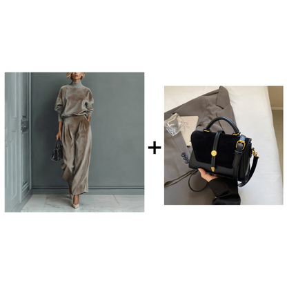 Conjunto Mujer 2 Piezas | Top Cálido y Pantalón Amplio