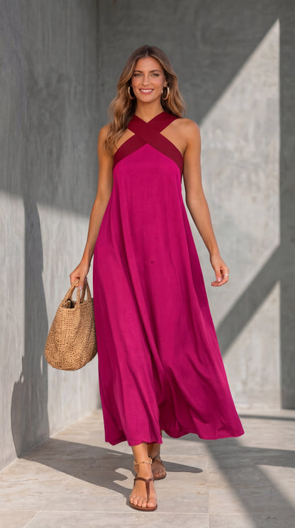 Delphine | Vestido cruzado con hombros descubiertos