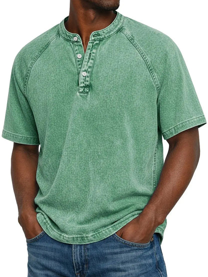 Leblanc · Camiseta Henley Vintage Lavada