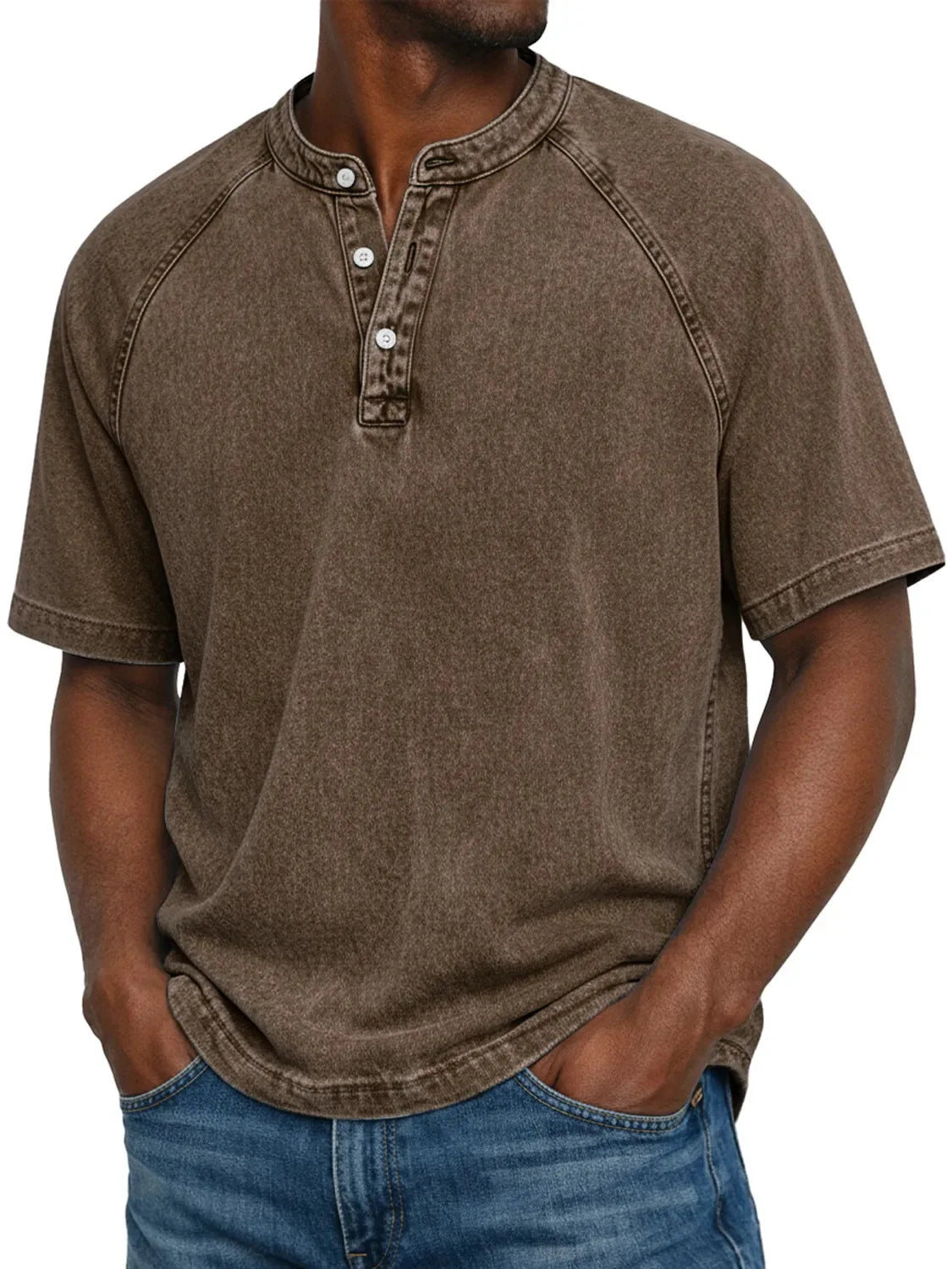 Leblanc · Camiseta Henley Vintage Lavada
