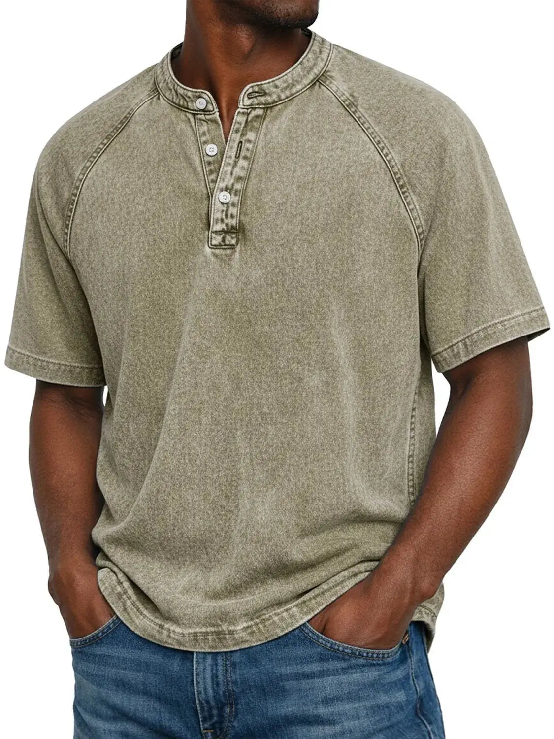 Leblanc · Camiseta Henley Vintage Lavada