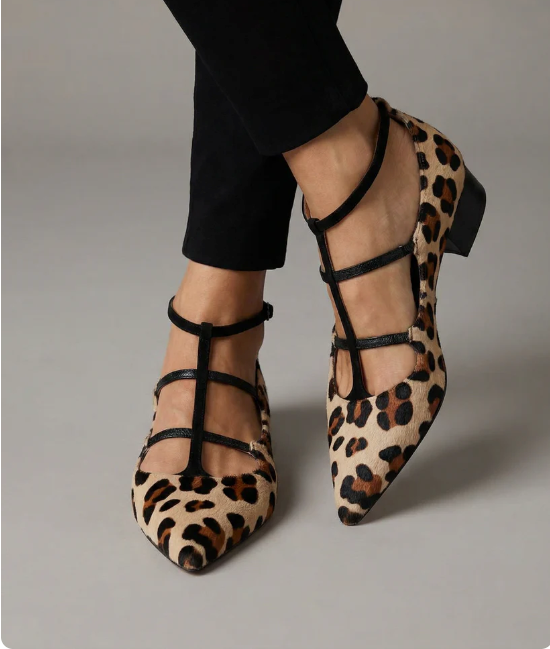 Bridget — Zapatos de tacón con correa leopardo