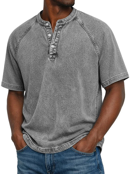 Leblanc · Camiseta Henley Vintage Lavada