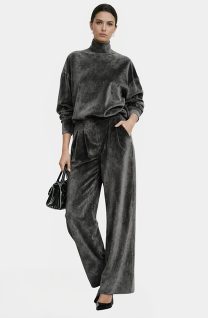 Conjunto Mujer 2 Piezas | Top Cálido y Pantalón Amplio