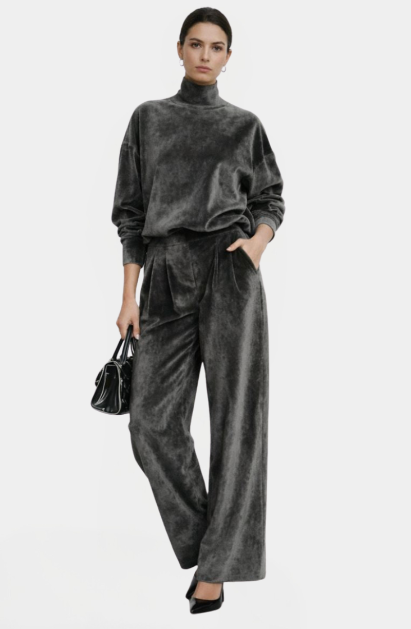 Conjunto Mujer 2 Piezas | Top Cálido y Pantalón Amplio