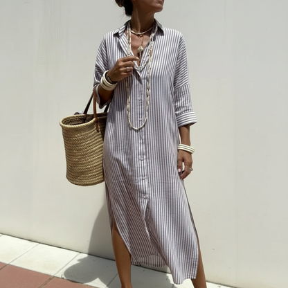 Vestido Sofía™ — Rayas Verticales y Corte Fluido