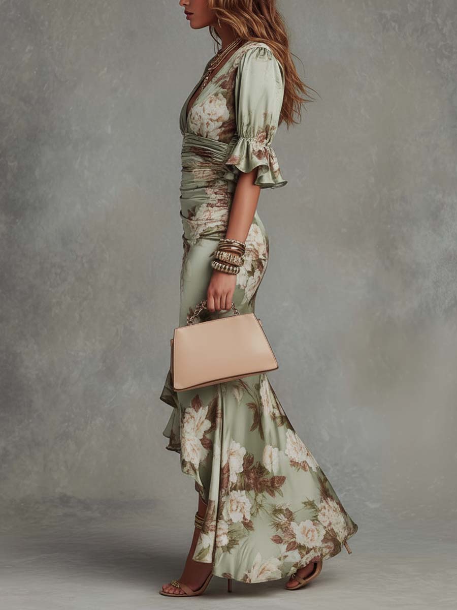 Anastasia · Vestido Largo Asimétrico Verde
