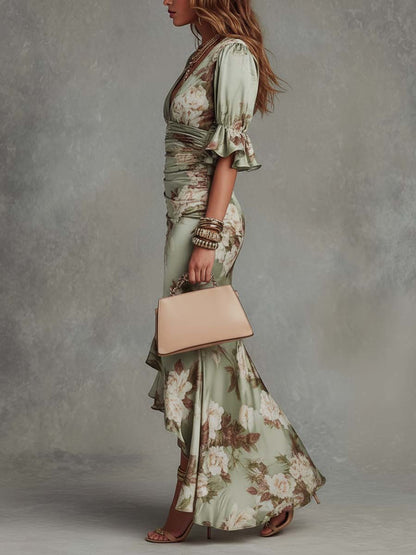 Anastasia · Vestido Largo Asimétrico Verde