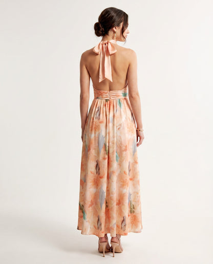 Valentina · Vestido Largo Halter Estampado