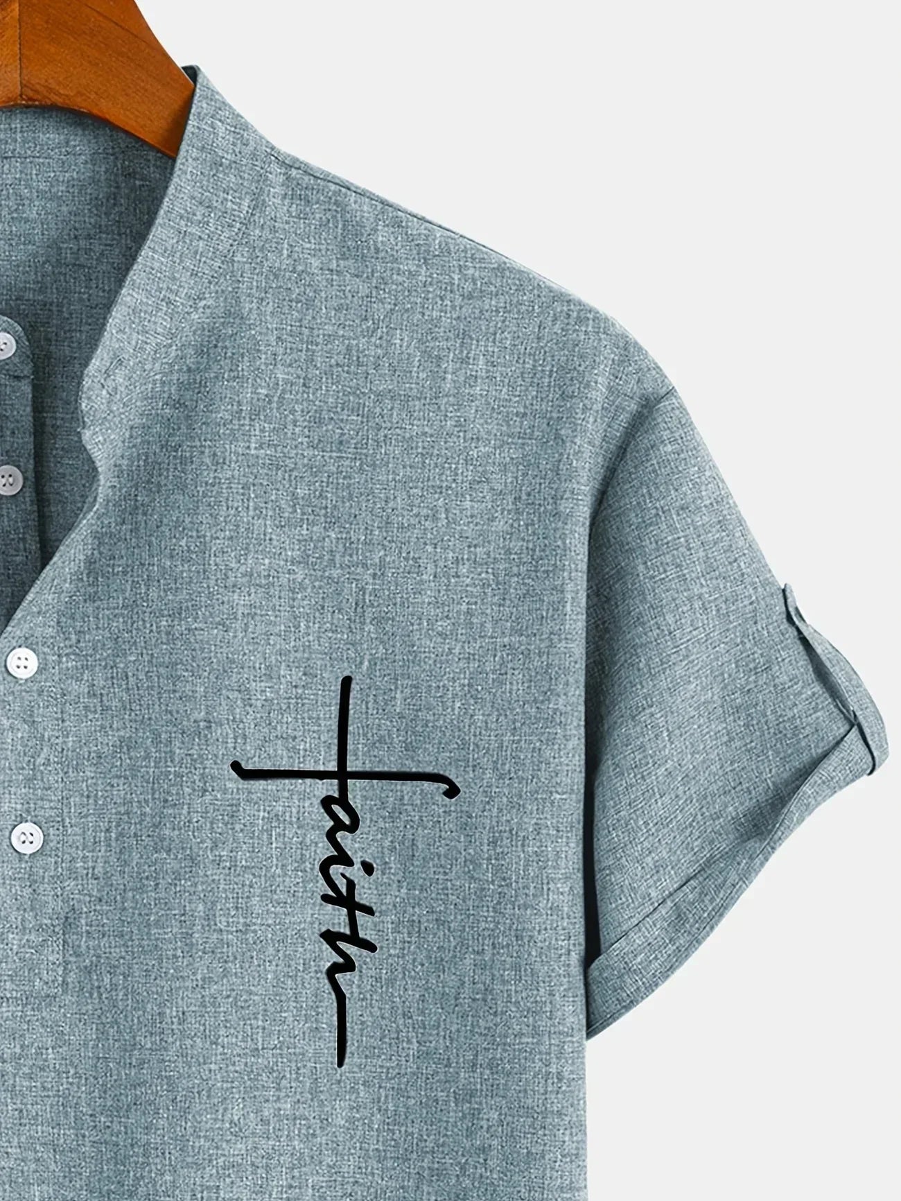 Adrián | Camisa elegante de manga corta con cuello mao