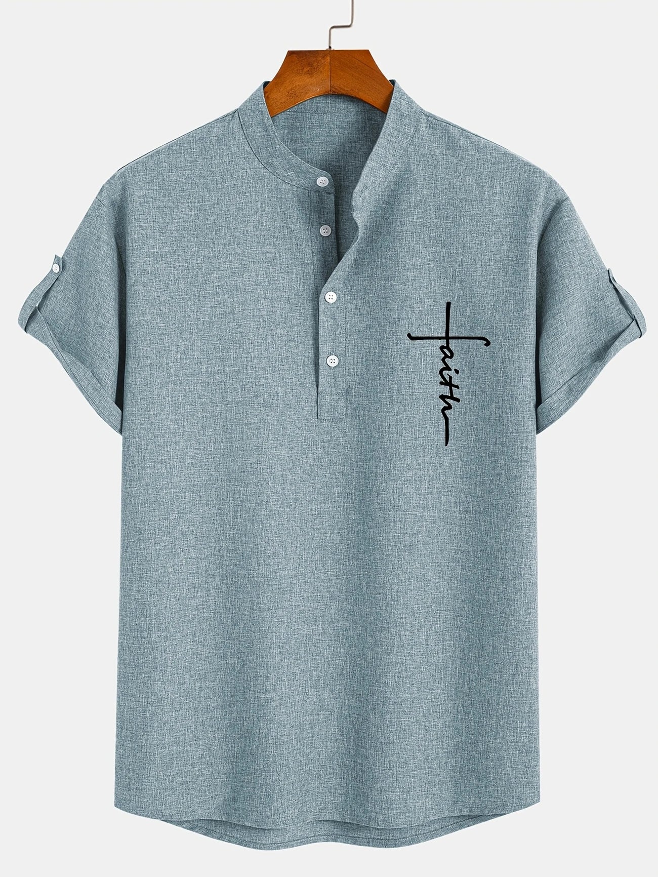 Adrián | Camisa elegante de manga corta con cuello mao