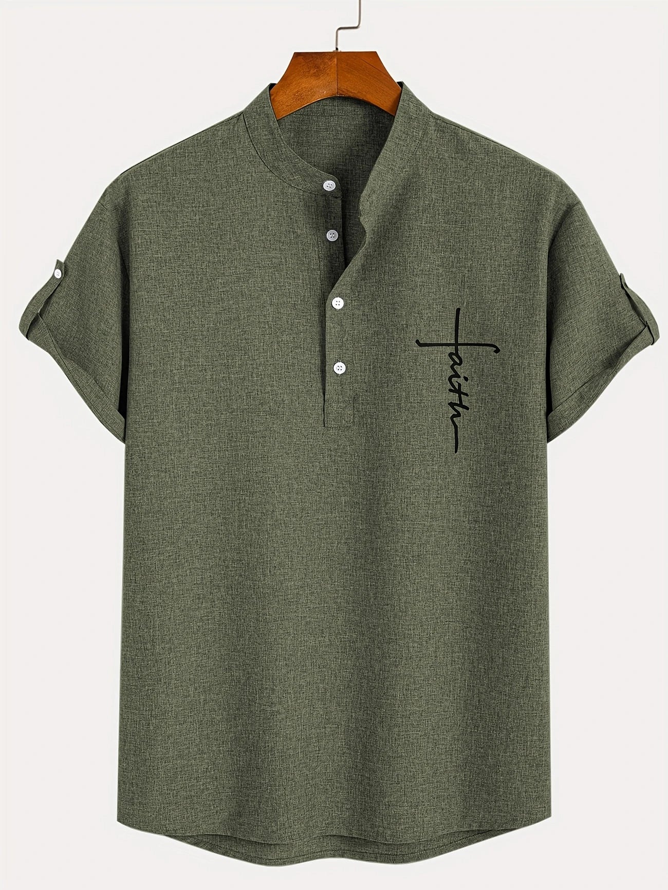 Adrián | Camisa elegante de manga corta con cuello mao