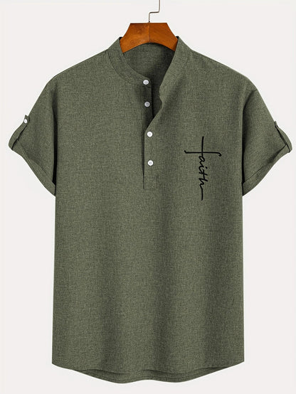 Adrián | Camisa elegante de manga corta con cuello mao