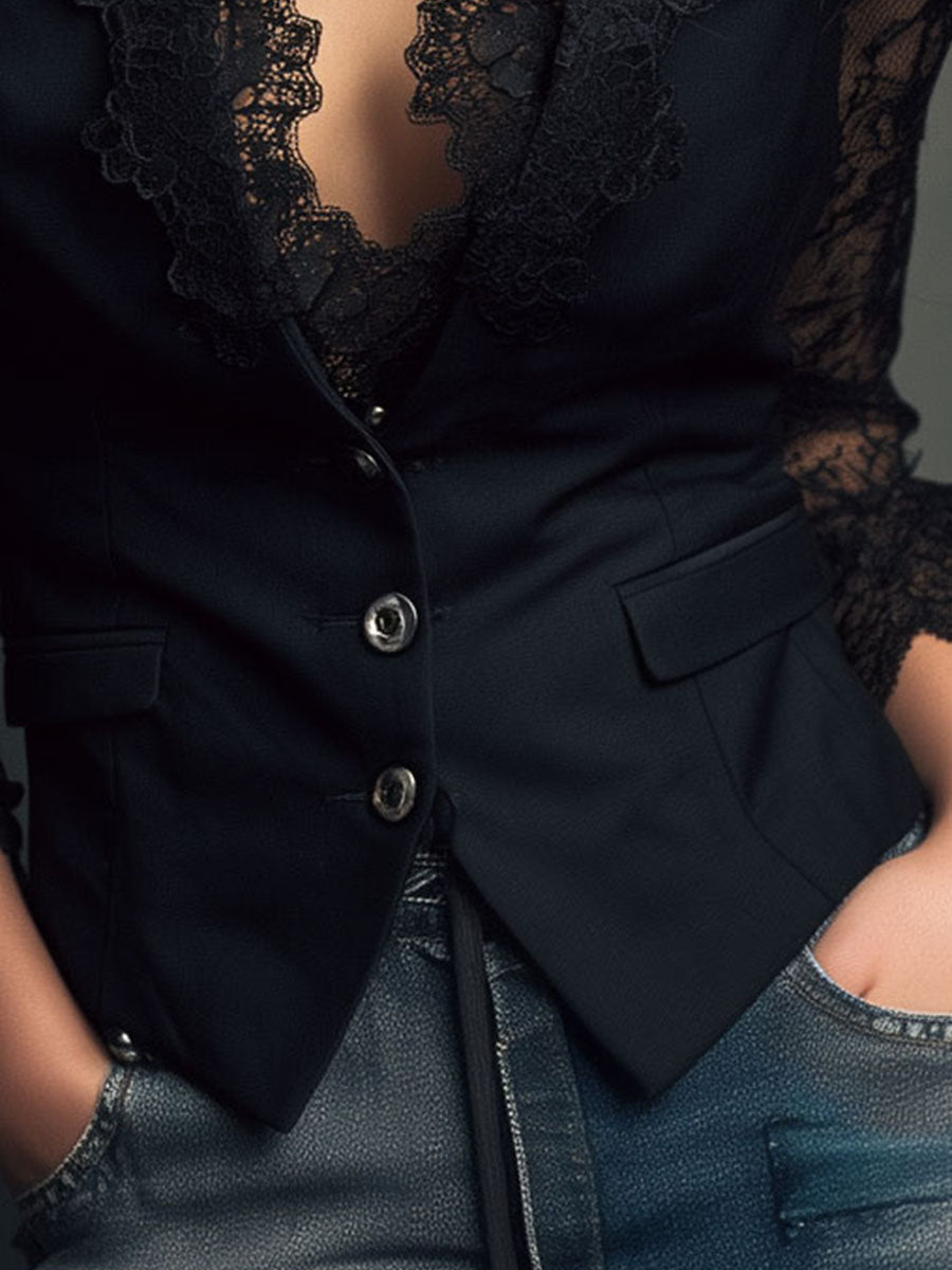 Claudia · Blazer Negro con Encaje