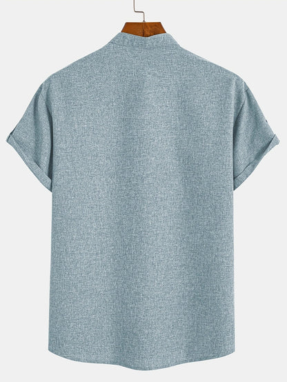 Adrián | Camisa elegante de manga corta con cuello mao
