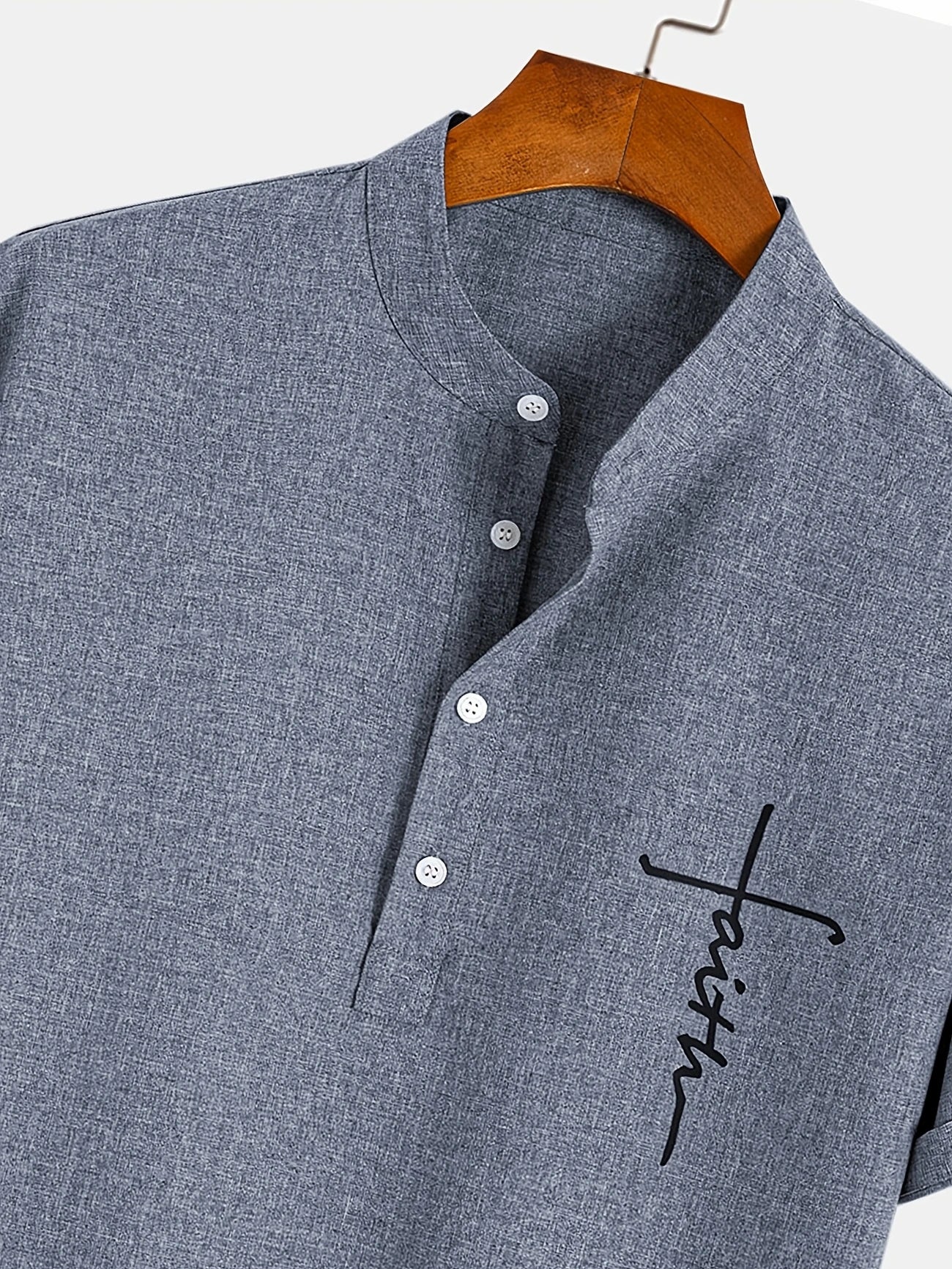 Adrián | Camisa elegante de manga corta con cuello mao