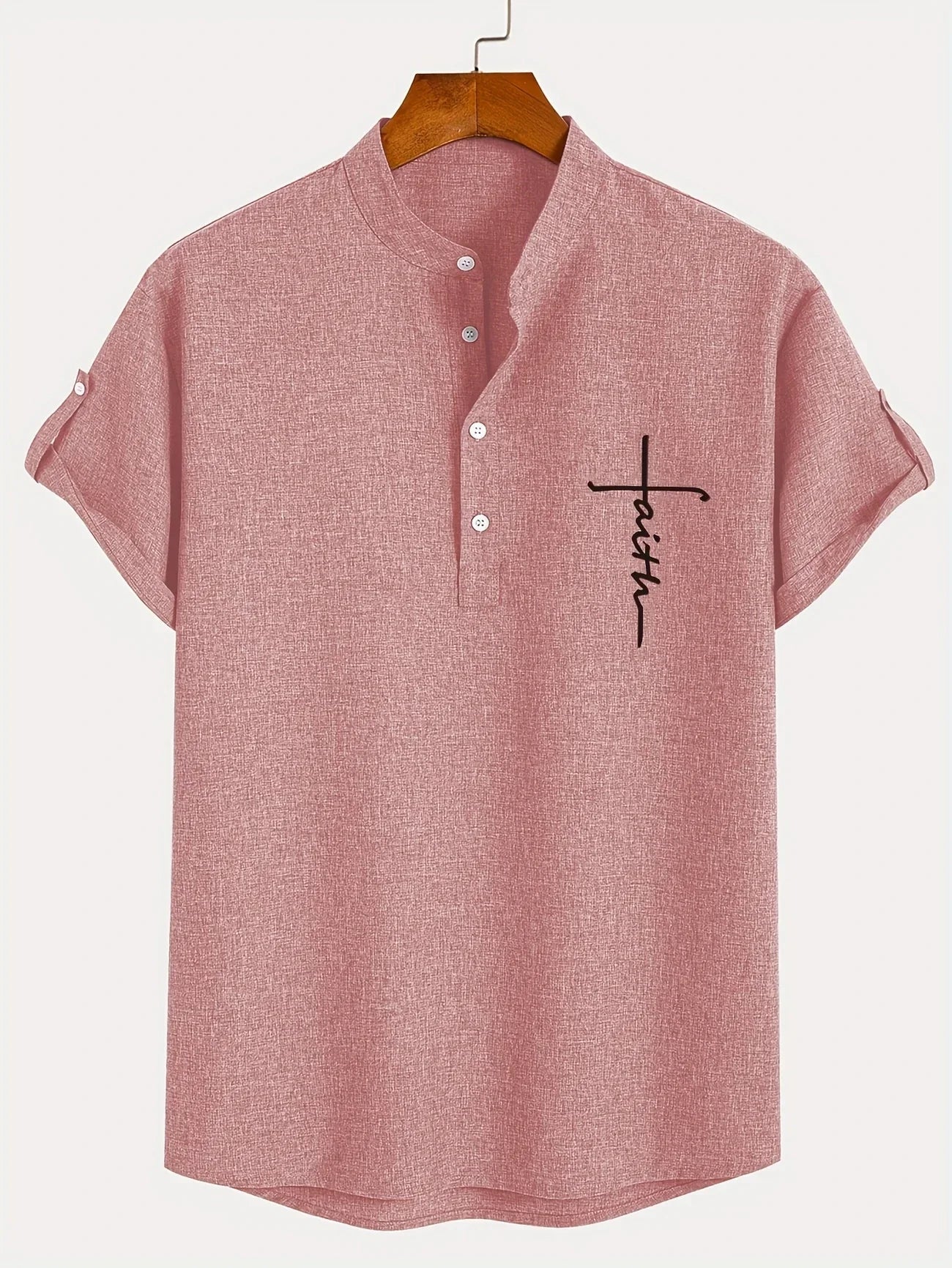 Adrián | Camisa elegante de manga corta con cuello mao
