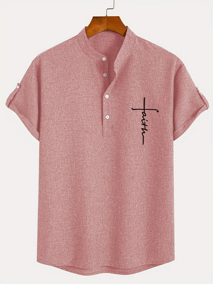 Adrián | Camisa elegante de manga corta con cuello mao