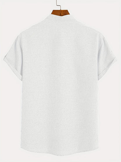 Adrián | Camisa elegante de manga corta con cuello mao
