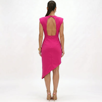 Aurora · Vestido Asimétrico con Hombros Estructurados
