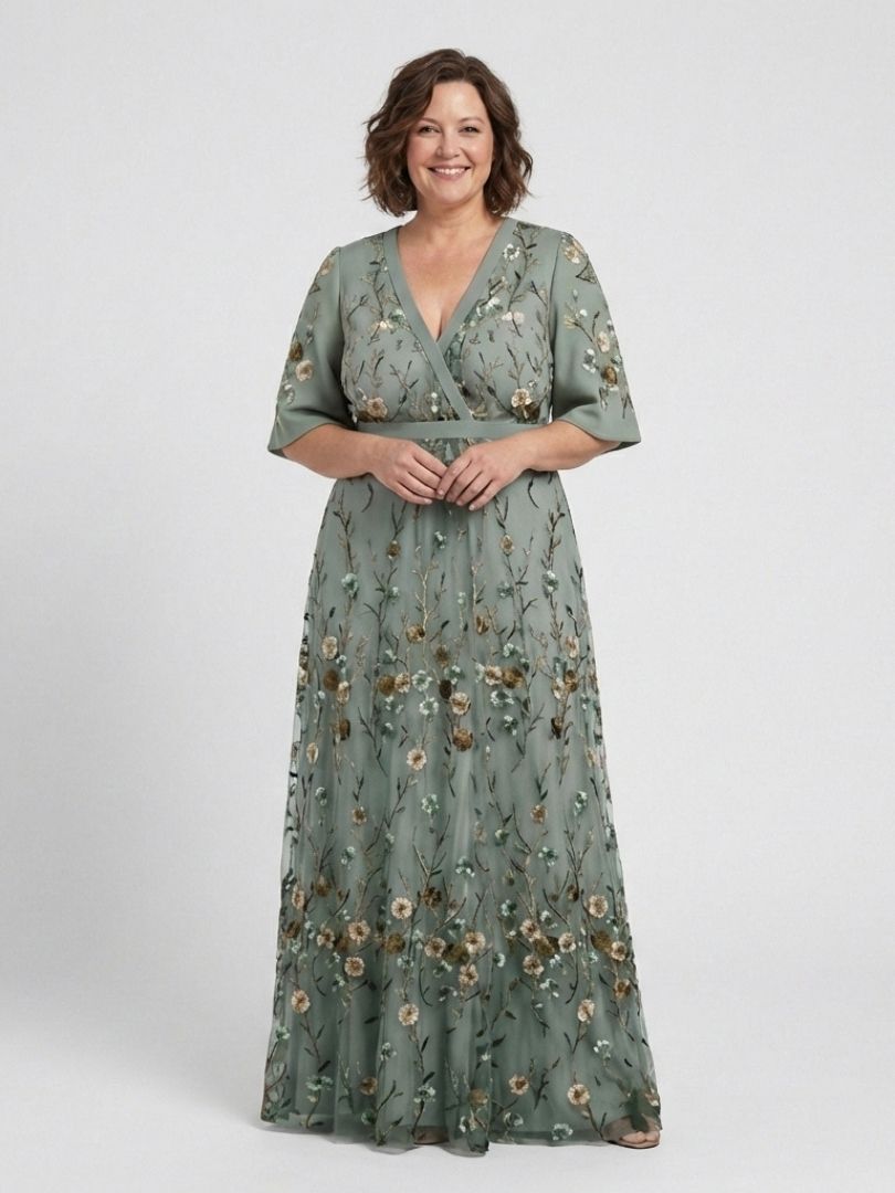 Elodie – Vestido largo floral con escote en V