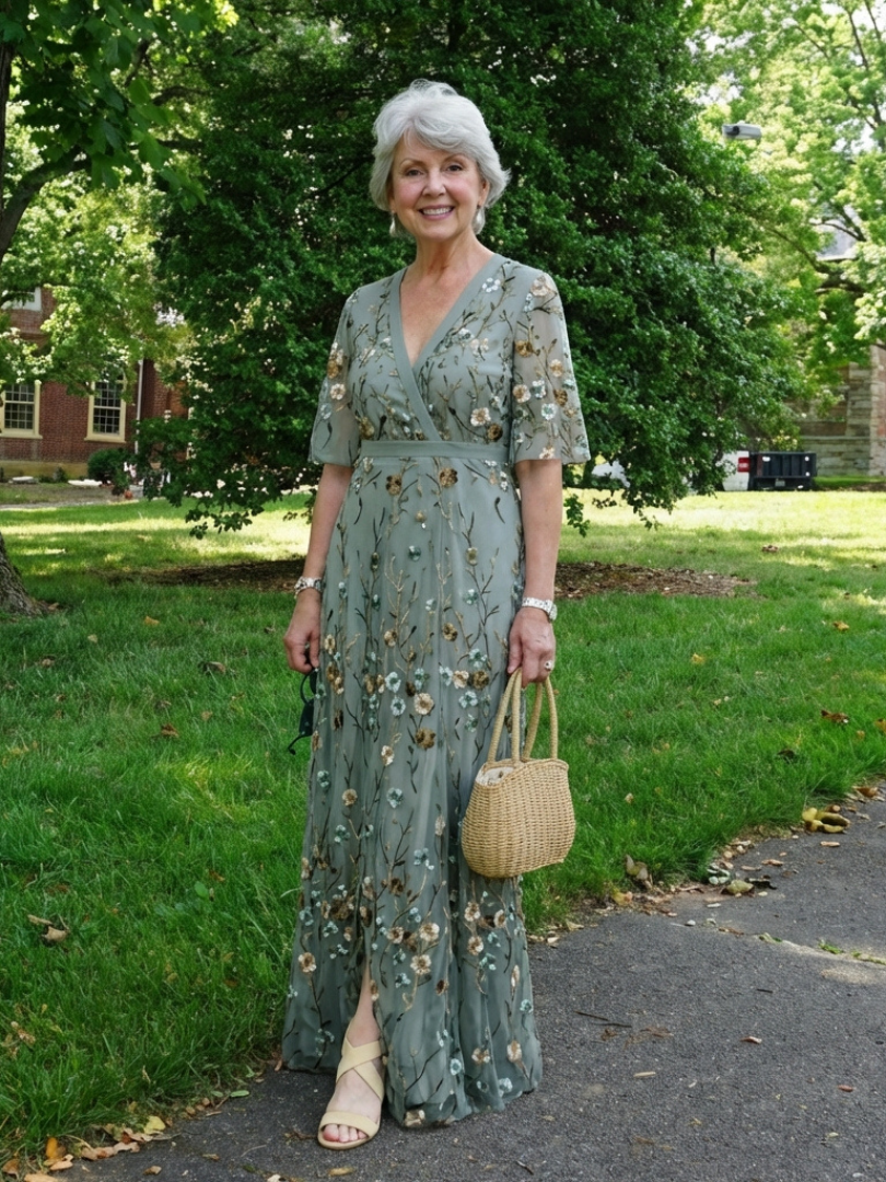 Elodie – Vestido largo floral con escote en V