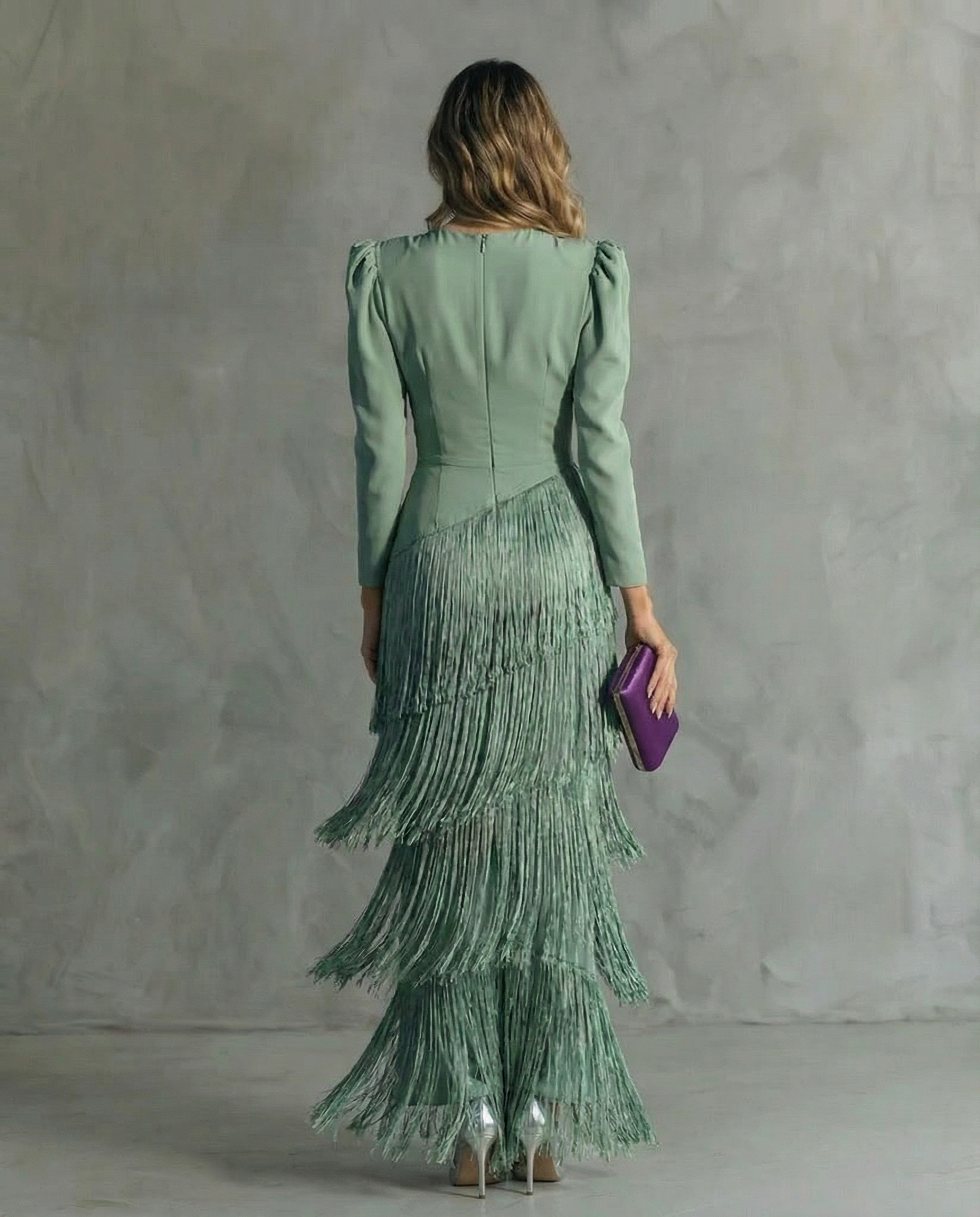 Clara | Elegante midi-jurk met franjes aan de mouwen