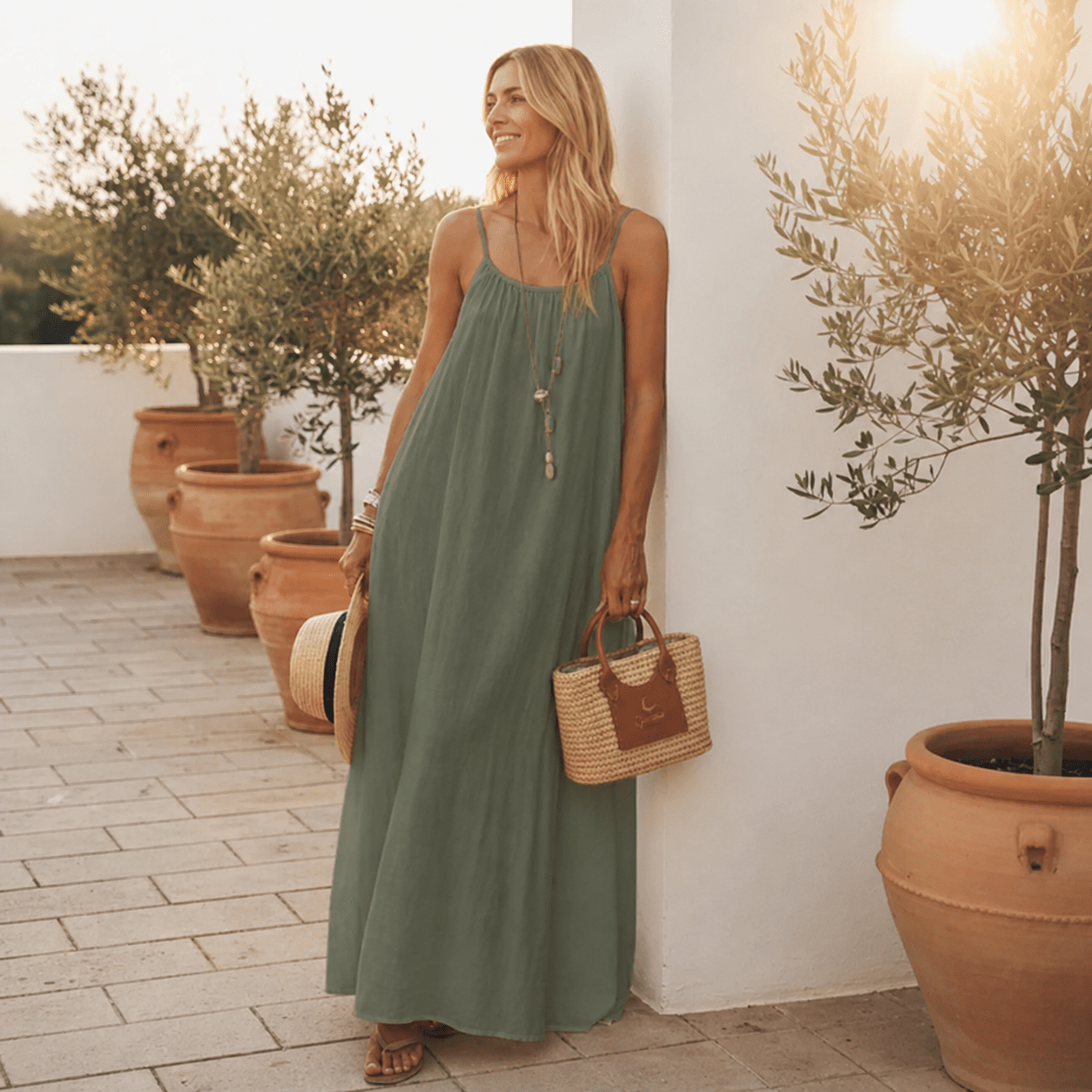 Câline · Vestido Midi con Detalle en Espalda
