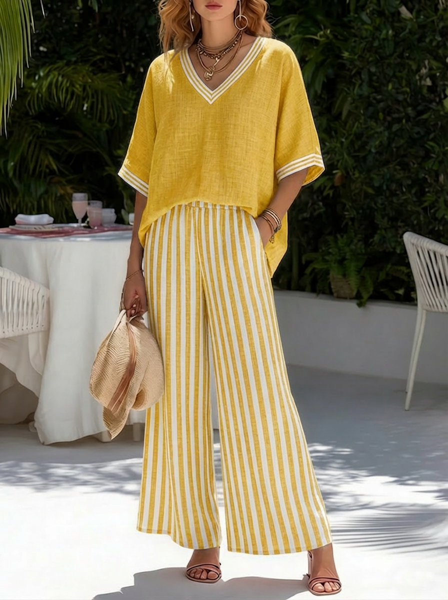 Valentina | Conjunto Suelto de Verano con Pantalón Fluido