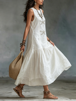 Libélula · Vestido Largo Boho de Algodón y Lino