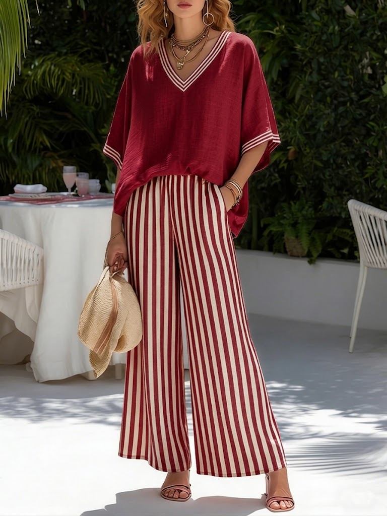 Valentina | Conjunto Suelto de Verano con Pantalón Fluido