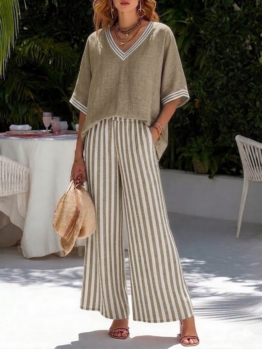 Valentina | Conjunto Suelto de Verano con Pantalón Fluido