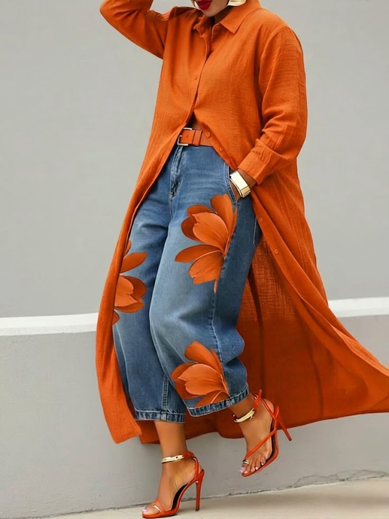 Daniela · Conjunto Vestido Lino y Vaquero Floral