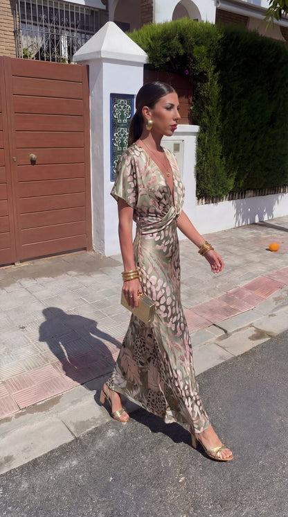 Clarandra Vestido Midi Cobre Elegante