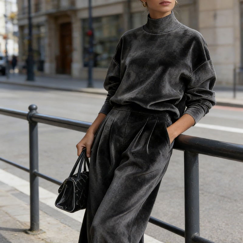 Conjunto Mujer 2 Piezas | Top Cálido y Pantalón Amplio