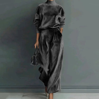 Conjunto Mujer 2 Piezas | Top Cálido y Pantalón Amplio