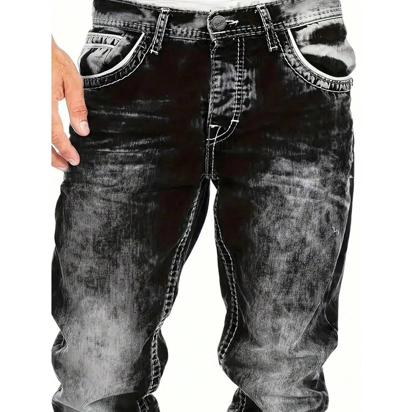 Kreative Stretch-Jeans für Herren, minimalistischer Stil, ideal für den Sommer, Emo-Stil